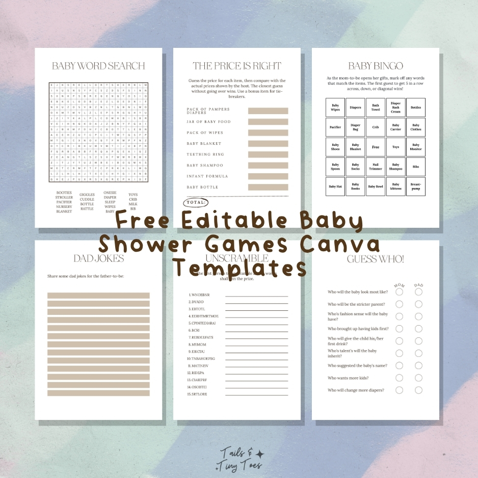 Preview of the free baby shower game card design