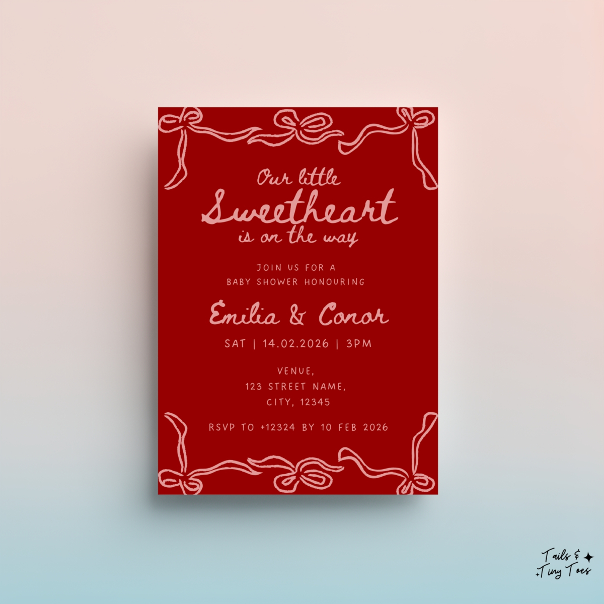 'our little sweetheart is on the way' welcome sign canva template digital dowload
